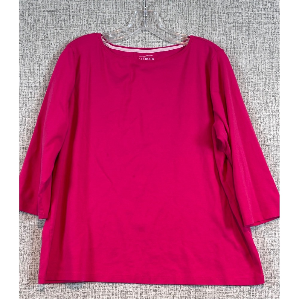 Talbots Pink Pima Cotton Boat Neck 3/4 Sleeve Tee Top Plus Petite 2Xp Layering